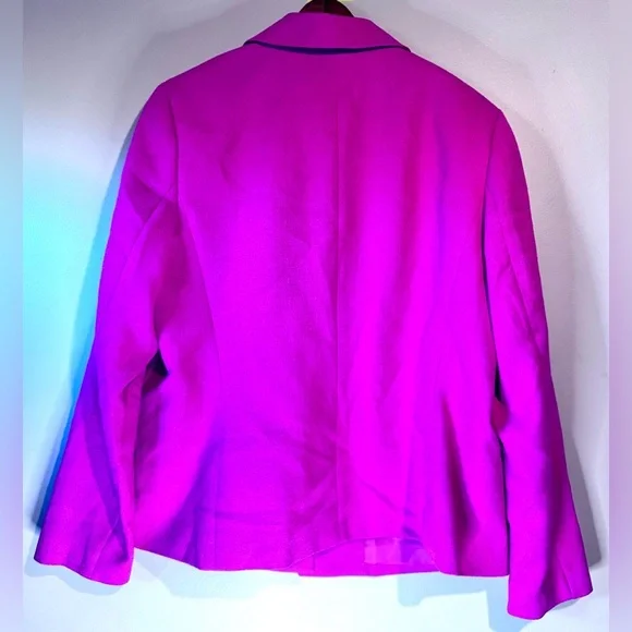 Kasper Faux Double Breasted Vibrant Pink Blazer Size 14 NWT Pink Perfection - Picture 9 of 11